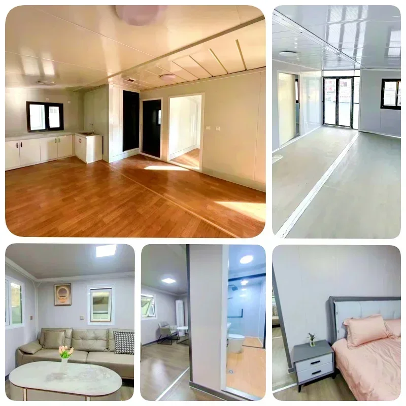 Contenedor extensible desmontable de lujo de 40 pies para casa, 2 dormitorios, hogar móvil, cocina, Panel sándwich extraíble portátil Modular, centro comercial