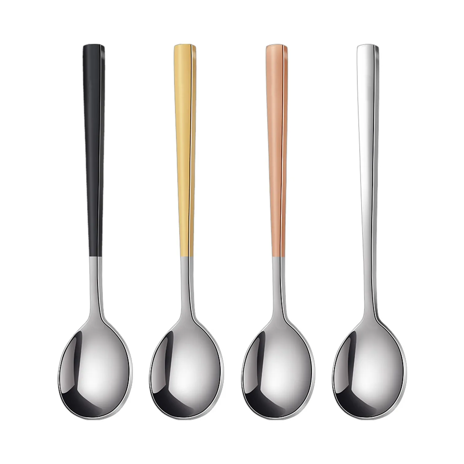 LFGB Certificate 316 Stainless Steel Luxury 4 Color Handle Spoon Set for Family Dinner Tableware Restaurant Flatware Soup Ladle