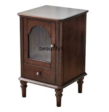 

French retro organ bedside table small medieval home bedroom solid wood bedside narrow cabinet