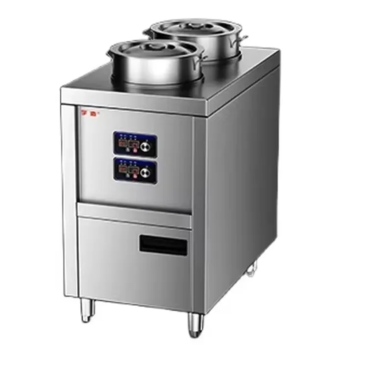 Double Head Electric Stainless Steel Soup Pot Large Capacity Thermal Insulation Slow Cooker Easy to Clean Catering Machine