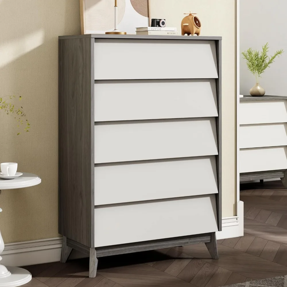 

5 Drawer Dresser for Bedroom, Modern Tall Dresser Chest of Drawers Handle Free, Storage Organizer Dresser,