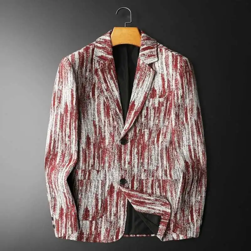 

High Quality Casual Printed Blazer Homme Fall Trend Brand Fashion Blazer Vintage Luxury Men Stylish Blazer Business Streetwear