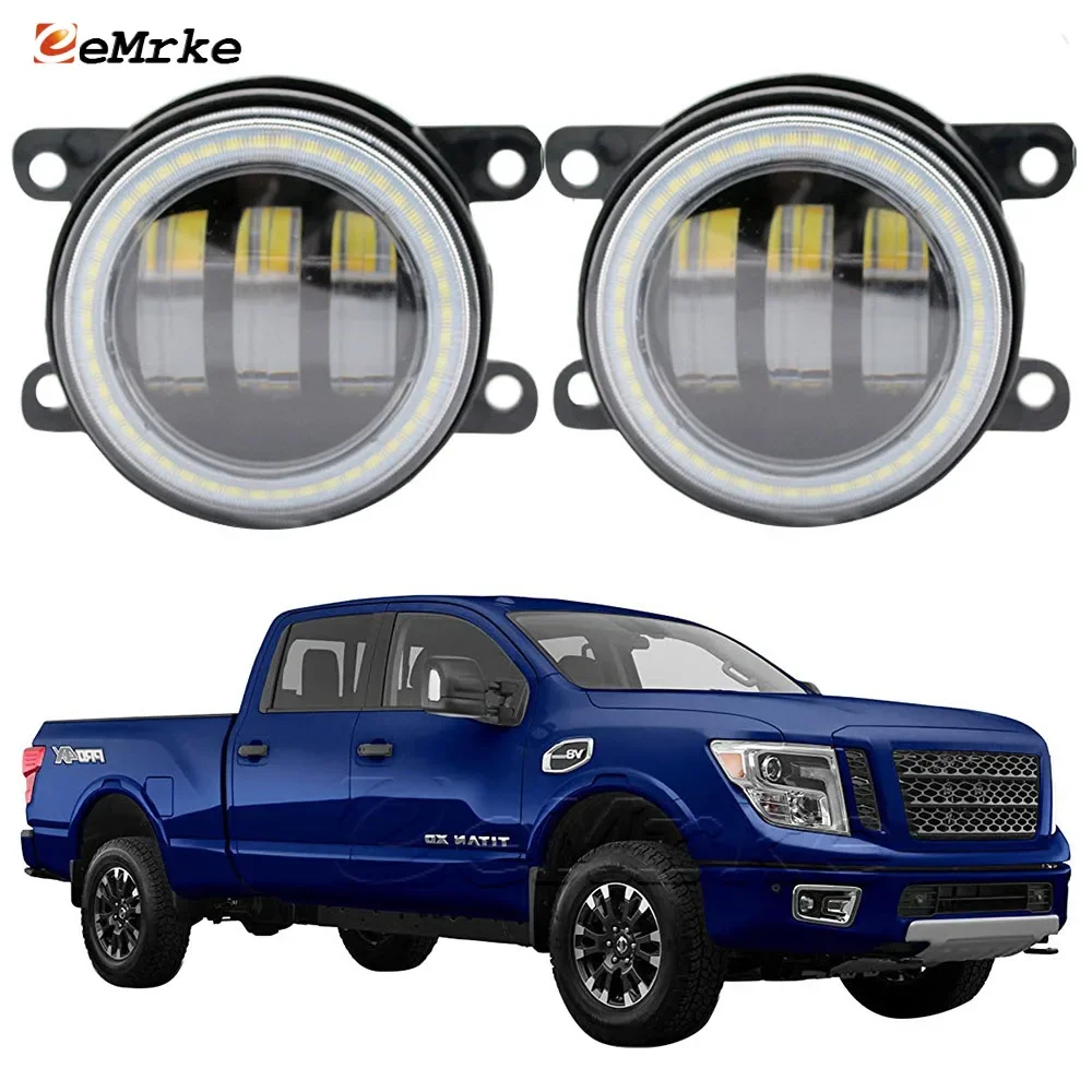 

LED Daytime Running Light for Nissan Titan XD A61 2016 2017 2018 2019 Angel Eye Car Fog Lamp Assembly with Lens Headlights