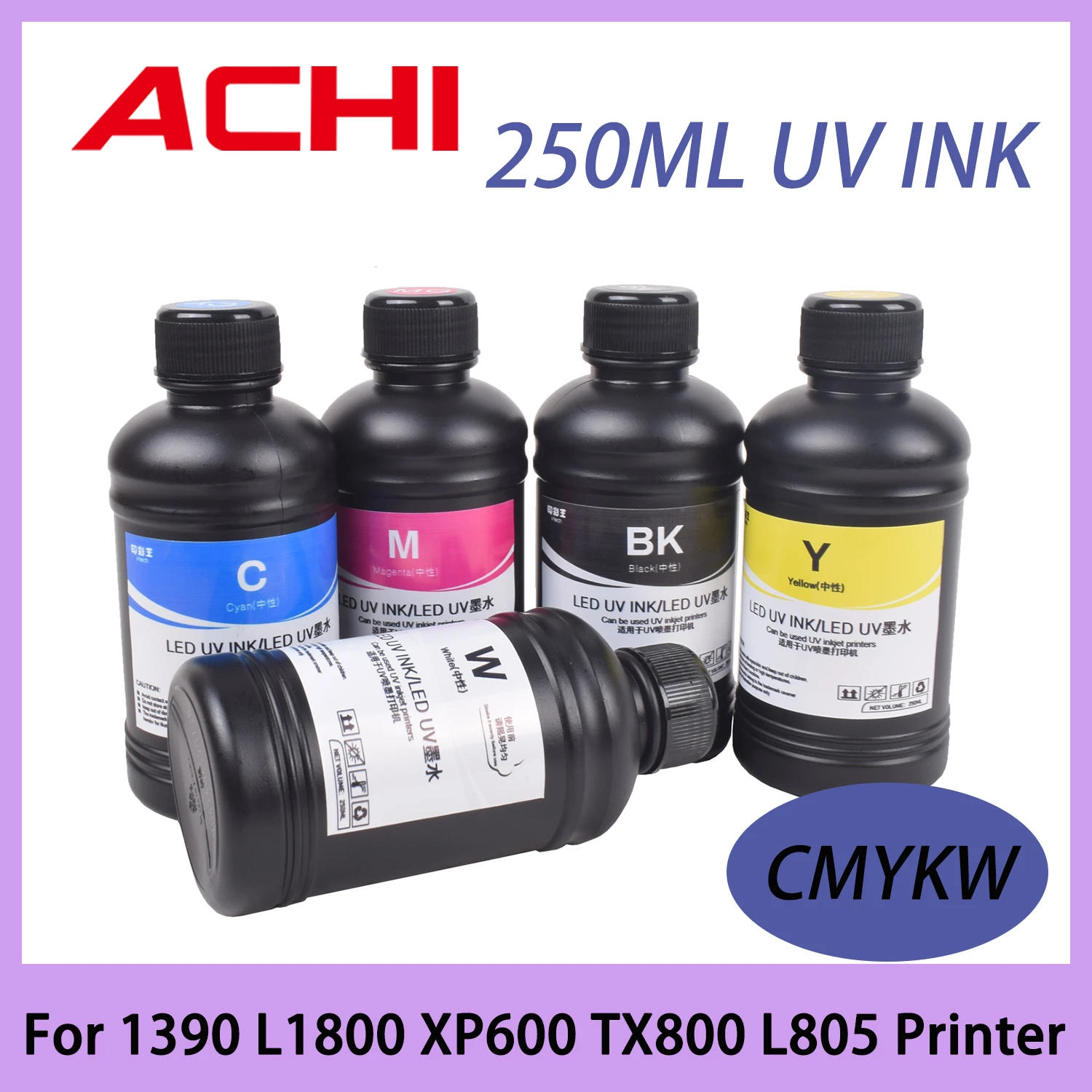 250ML UV Neutral Ink LED UV Soft Ink for R1390 L800 L1800 XP600 TX800 L805 Print head for UV Flatbed Printer