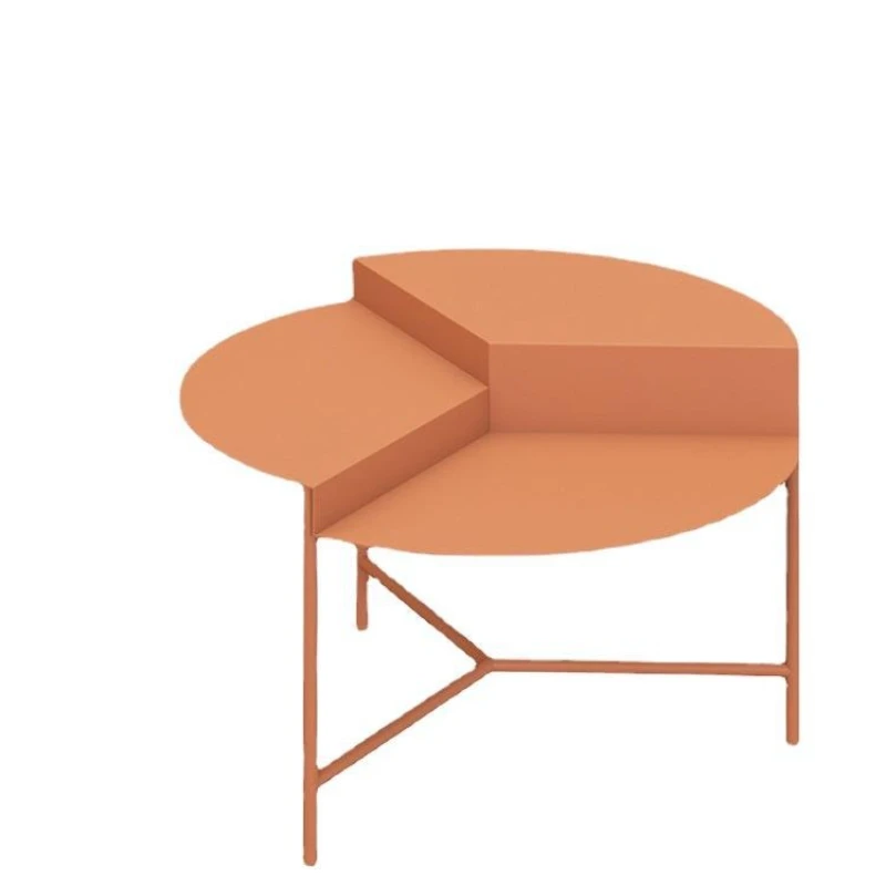 

Small apartment irregular simple living room round European living room small table Nordic light luxury wrought iron small