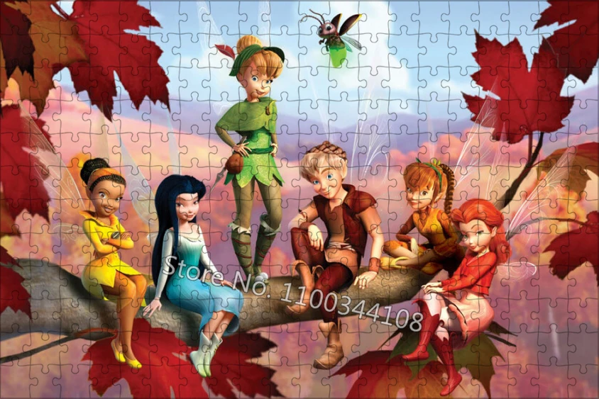 Disney Tinker Bell Jigsaw Puzzles for Children's Educational Assembling Toys 300/500/1000 PCS Puzzles Adult Decompression Game