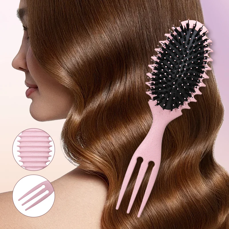 

1pcs Massage Airbag Comb with Fork Boar Bristle Detangling Hairbrush for Curly Hair Scalp Massage Brush Heat-resistant Comb