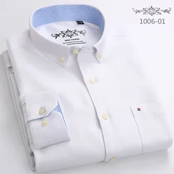 New in shirt long-sleeve shirts for men slim fit formal plian shirt single pocket office clothes soft plaid cotton designer tops