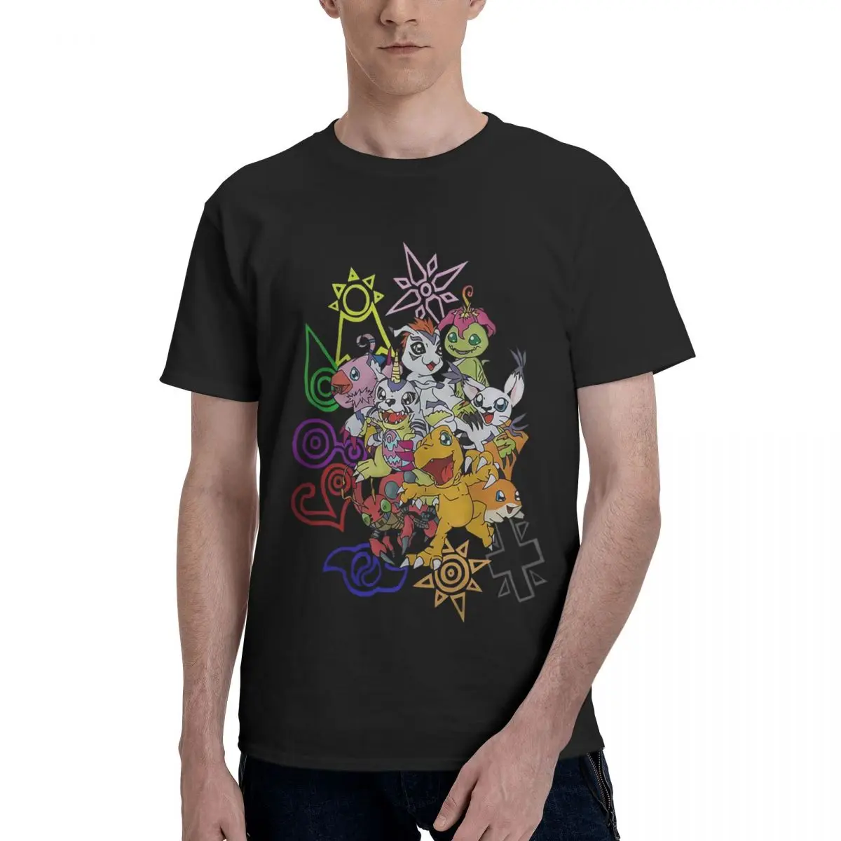

Digimon And Crests 100% Cotton Casual Breathable Confortable Vintage New In Tops And T-Shirts Clothes Men
