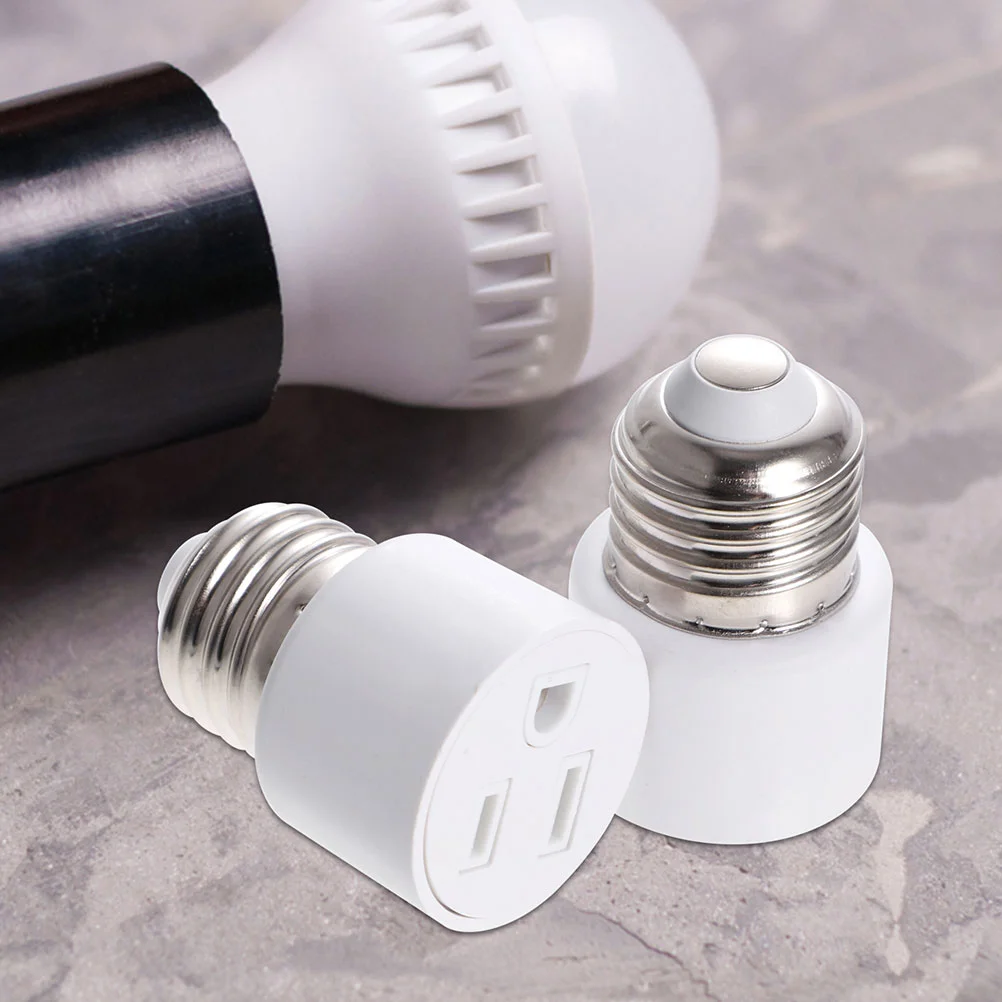 4 Pcs Bulb Light Socket Converter Outlet Plug E27 Splitter To Adapter White 3-prong