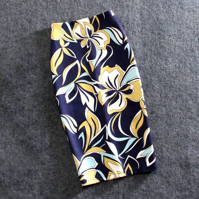 Women Skirts Casual Print Flowers Pencil Skirt Stretchy Skirts 22Colors Faldas Mujer