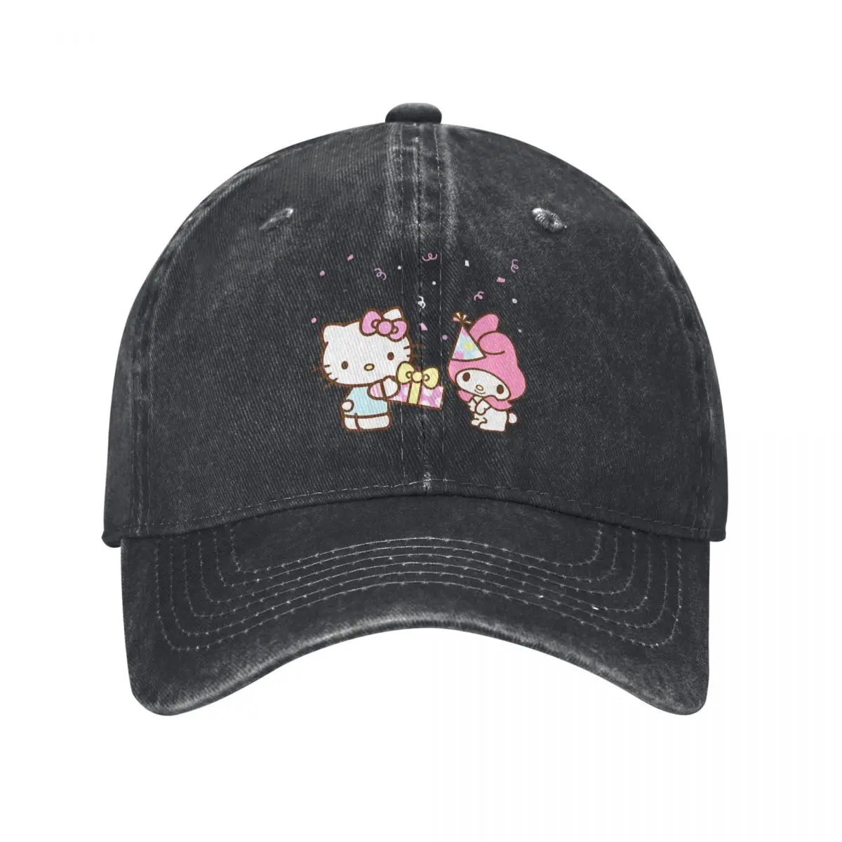 Official Hello Kitty Happy Birthday To Friend Men Women Baseball Cap My Melody Distressed Denim Washed Hats Cap Outdoor Snapback