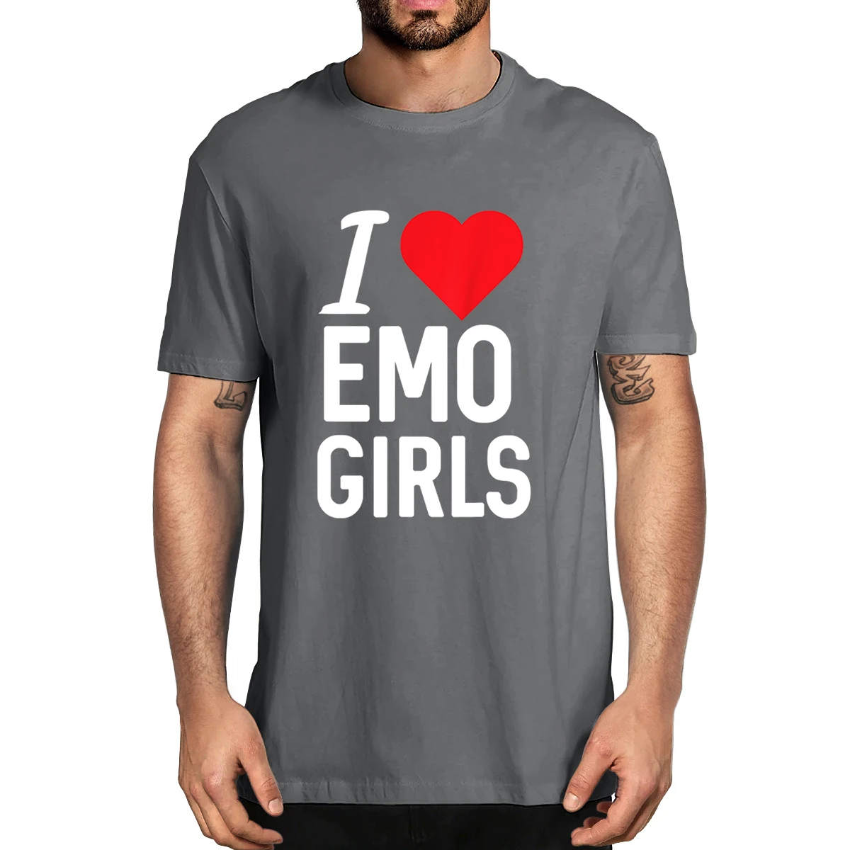 100% de algodón I LOVE HEART EMO GIRLS, camiseta divertida novedosa para hombre, ropa de calle informal para mujer, camiseta suave, regalo de moda de verano talla europea