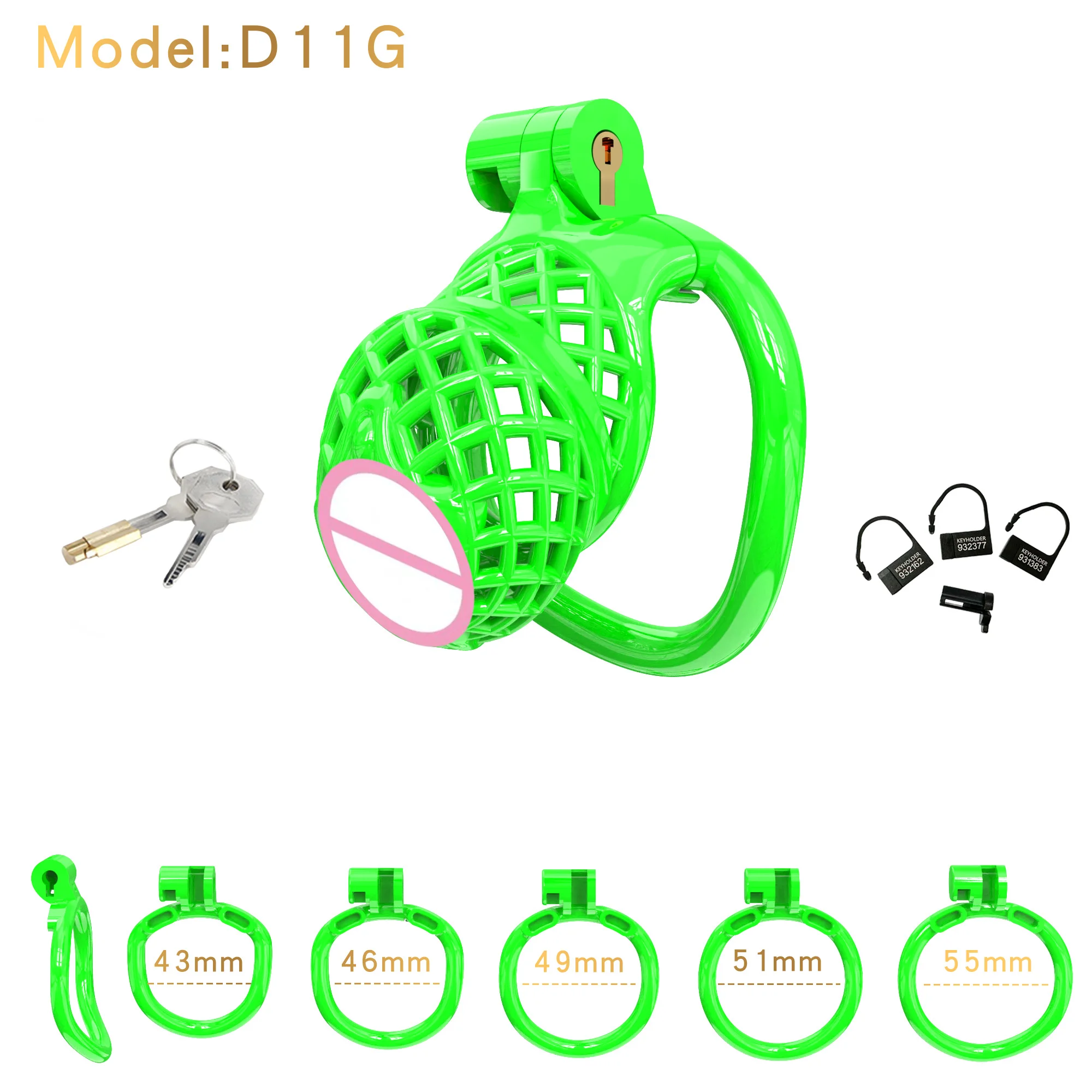 2024 New Plastic Chastity Cage with 5 Size Rings Penis Abstinence Anti-Cheating Device Adult Erotica Male Sex Toys Cock Cage 18+