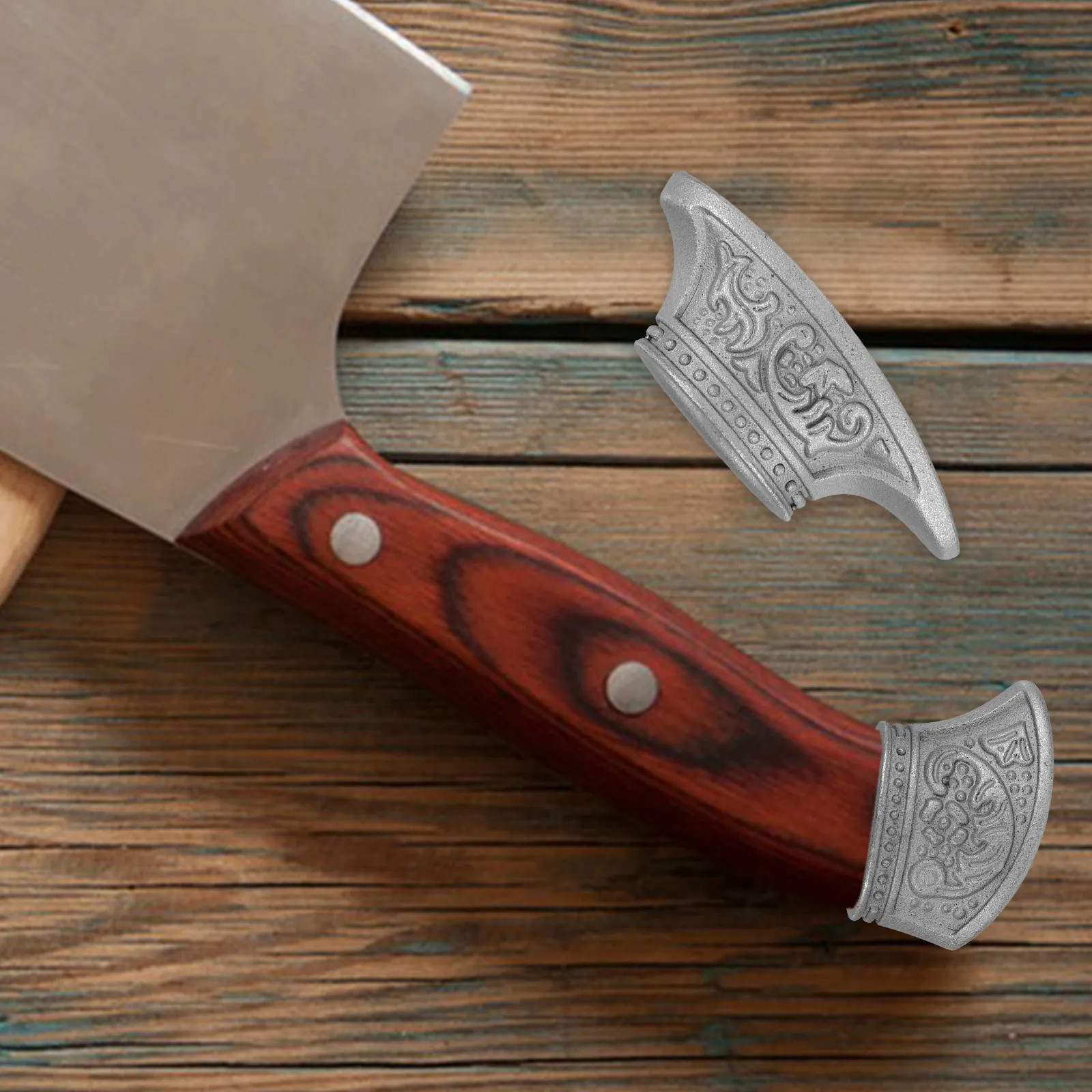 2 Piezas de Protectores de Dedos de Acero Inoxidable para Cuchillos, Herramientas para Fabricación de Cuchillos DIY, Accesorios para Hacer Cuchillos