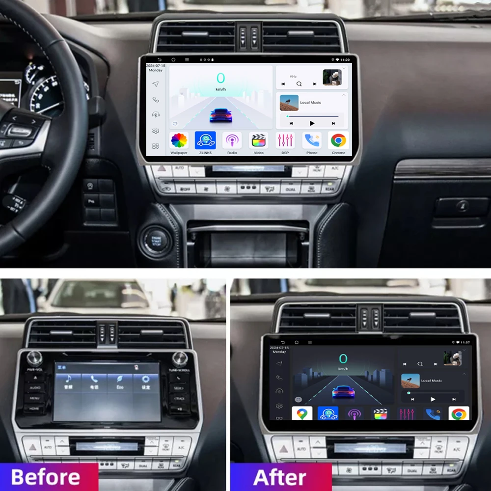 10'' For Toyota Prado 2018-2022 150 Car Radio Stereo Wireless Apple Carplay Android 15 Auto GPS Camera Google Map Head Unit WIFI