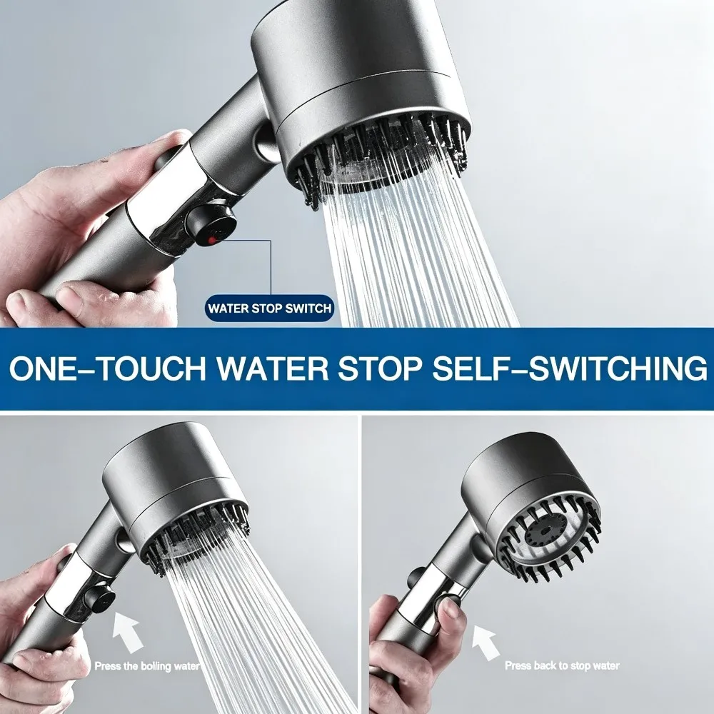Filter Massage Handheld Shower Head with Built‑in Soft Silicone Brush SPA‑Like Bathing Experience for Deep Skin Cleansing - view 6
