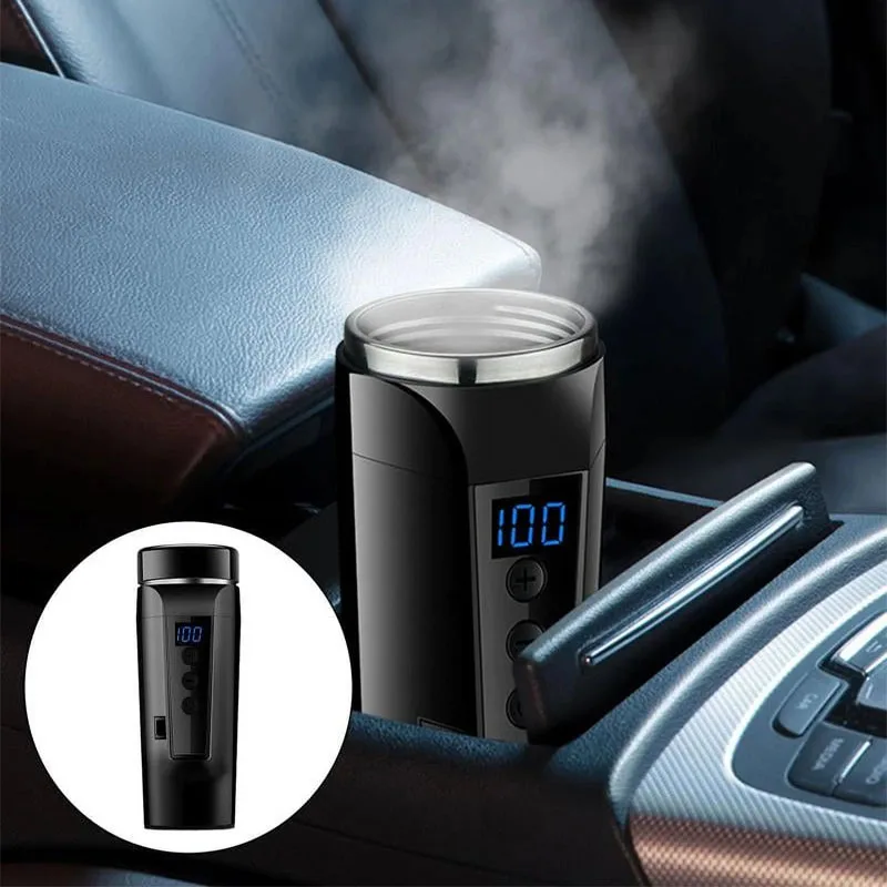

Electric Kettle 12V24V Portable Car Heating Cup 400ml Travel Heating Touch Screen Intelligent Adjustable Temperature Thermal Cup