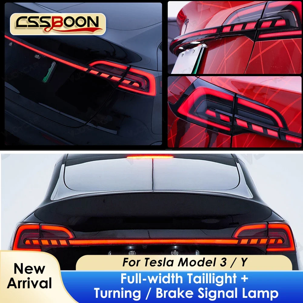 

Задние фонари полной ширины, простая установка, светодиодные задние фонари для Tesla Model 3 Y 2016-2024, автомобильная сигнальная лампа, модифицированные аксессуары