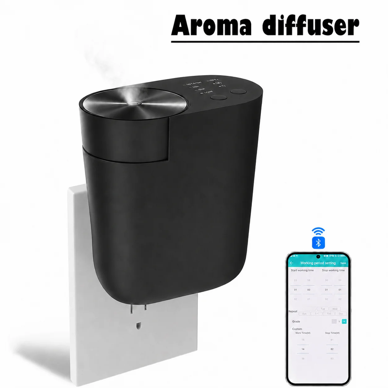 Home Fragrance Diffuser Electric - Bluetooth制御アロマディフューザー プラグイン式ルームフレグランスディフューザー エッセンシャルオイルディフューザー 電気式ホームフレグランスディフューザー