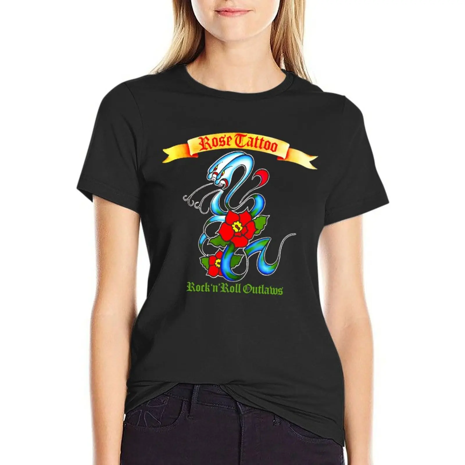 Art 03 Rose Tattoo rock and roll outlaws T-Shirt sweat cute clothes heavyweights cotton t shirts Women