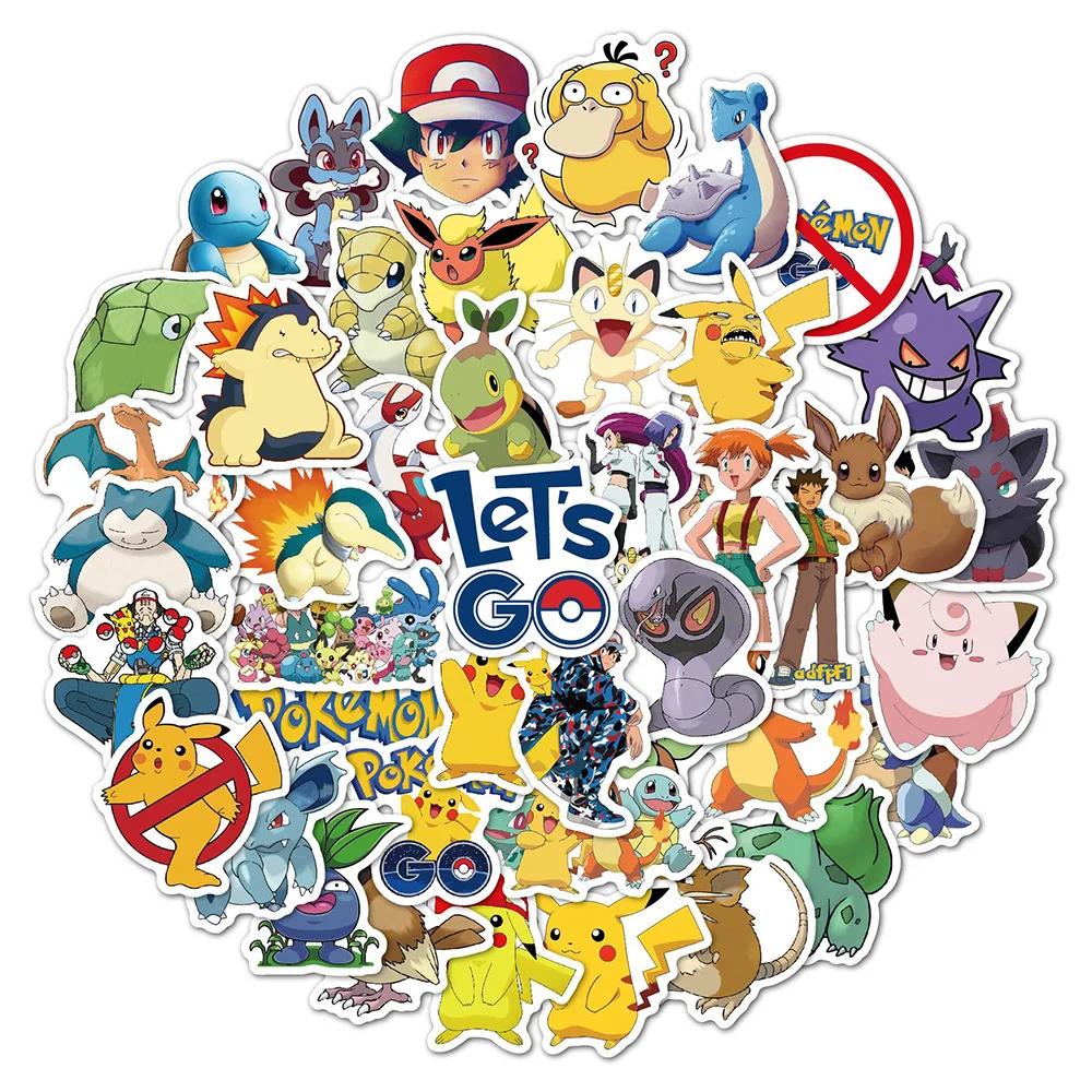 

10/30/50pcs Pokemons Cartoon Graffiti Stickers for Kids Girls Cute Pikachu Anime Decals Toy DIY Water Bottle Laptop Skateboard