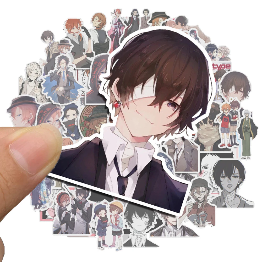 10/30/50 buah Anime Bungou Stray Dogs grafiti stiker keren oambung Dazai stiker untuk anak DIY koper buku tempel kartun stiker mainan