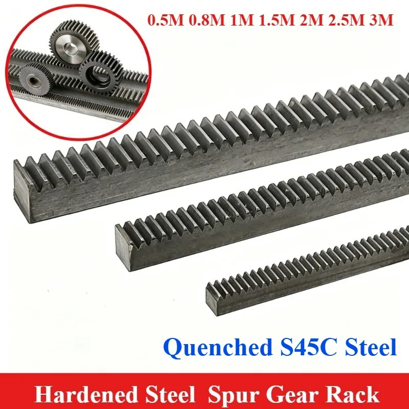1pc Mod Hardened Steel Spur Gear Rack 0.5/0.8/1/1.5/2/2.5 Mod Length 300/500mm 10x10 10x12 10x15 15x15 15x20 20x20 20x25 25x25mm