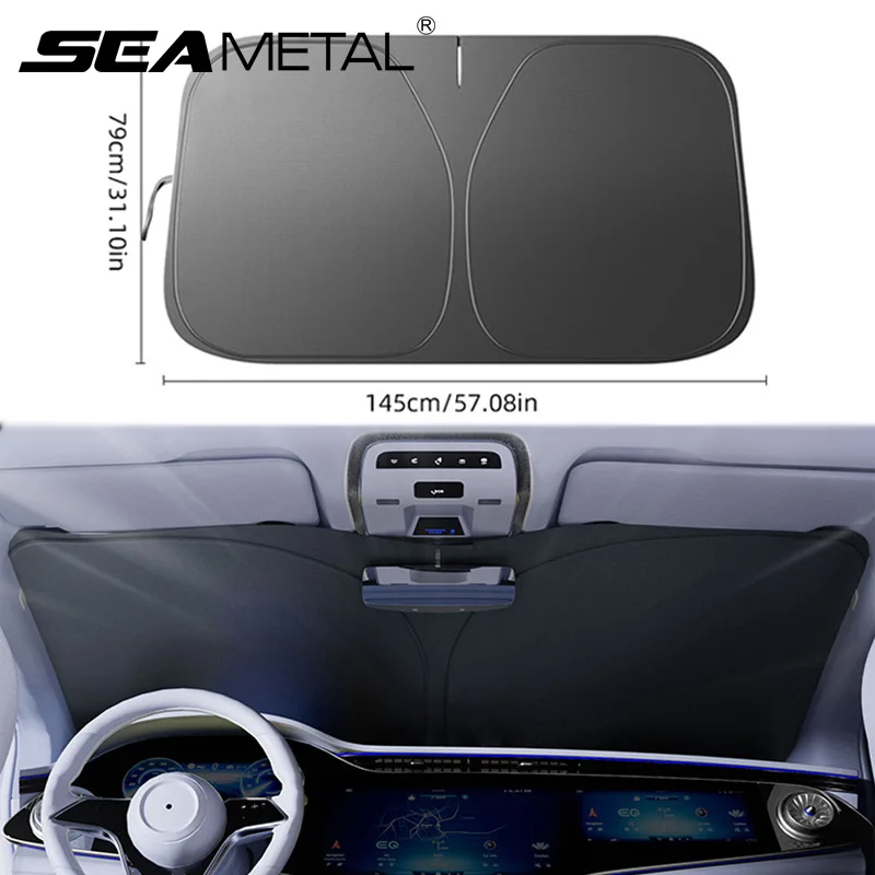 SEAMETAL Foldable Car Windshield Sunshade Cover Oxford Cloth Thicken Front Window Sunshade UV Refletive Sun Protection Curtain