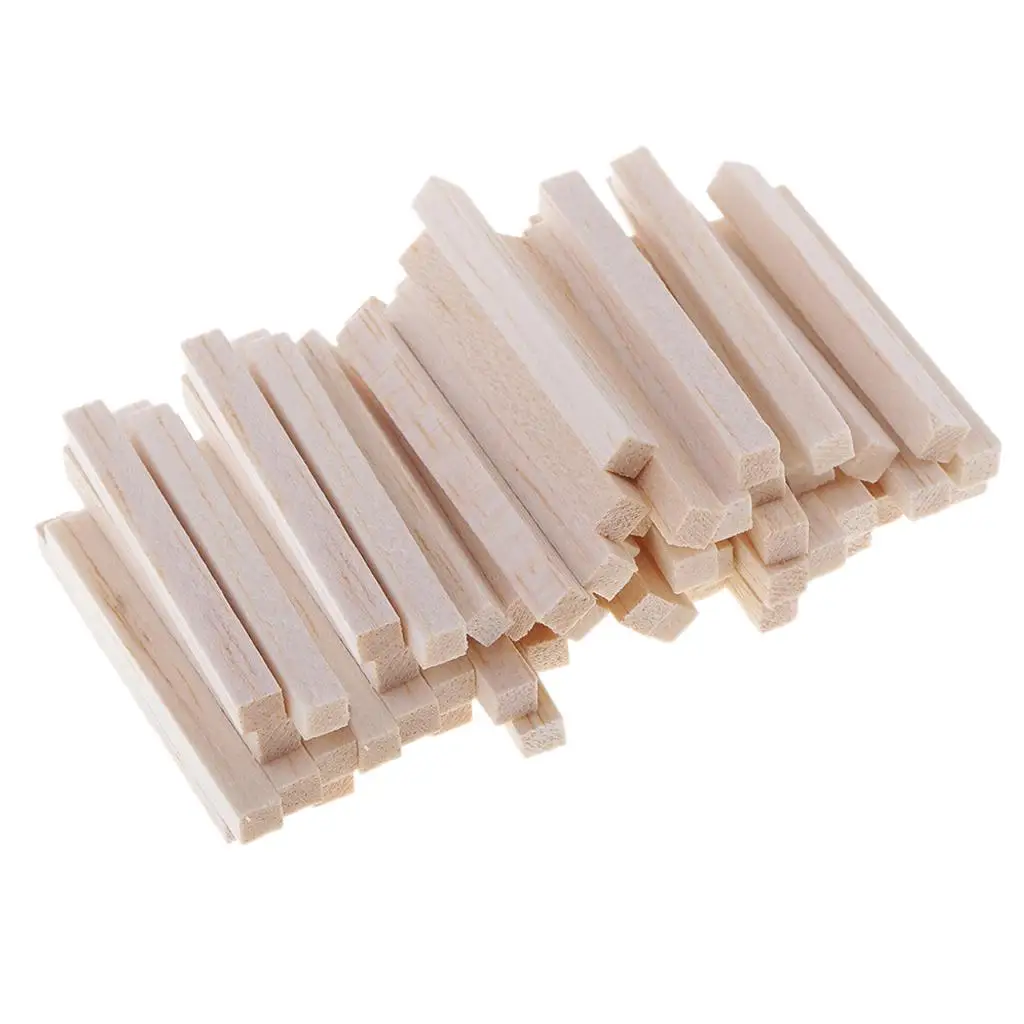 60 Stuks 5X5X50Mm Balsa Hout Stok Onafgewerkt Houtsnijwerk Rechthoek Houten Stok Plug Blokken