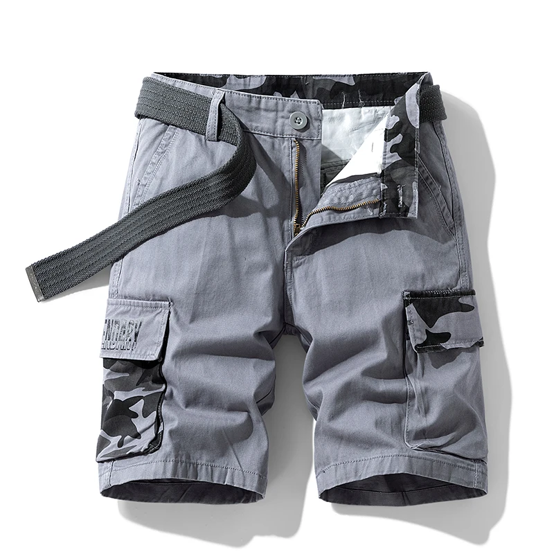 Pantalones cortos de camuflaje al aire libre para hombre, ropa de trabajo de escalada de ocio de verano, múltiples bolsillos rectos con pantalones cortos, pantalones medianos casuales que combinan con todo