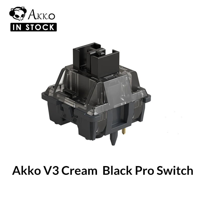 Akko V3 pro saklar hitam krim, sakelar linier 5 Pin 55gf dengan batang tahan debu stabil untuk Keyboard mekanik Mx (45 buah)