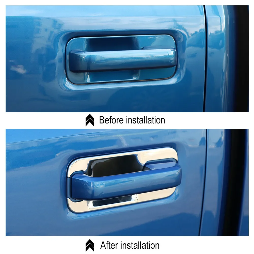 1 Set For Ford F150 2015 2016 2017 2018 2019 4 Door Exterior Door Handle Frame Cover Trim ABS Protective Sticker Accessories