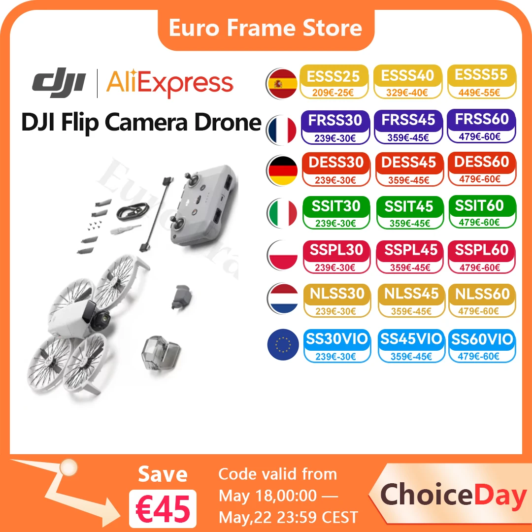 DJI Flip Camera Drone with 4K UHD Camera Under 249g 3-Axis Gimbal Stabilization 44000ft/13km Video Transmission 100% Original