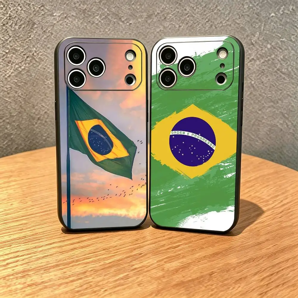 B-Brazil Country flag Phone Case For iPhone 17,16,15,14,13,12,11 Plus,Pro,Max,XS Silicone Soft Cover