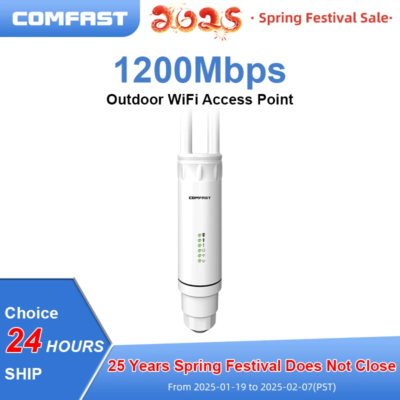 Comfast High Power AC1200 Outdoor Wireless Wifi Repeater AP Router 1200Mbps Dual Dand 2.4G 5Ghz Long Range Wifi Extender Antenna