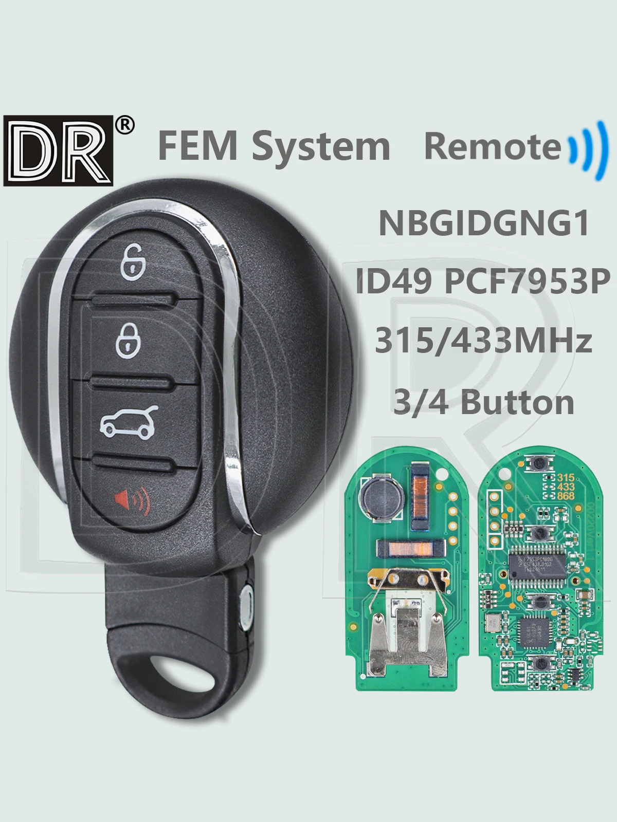DR NBGIDGNG1 315/434/868MHz Samochodowy kluczyk zbliżeniowy do BMW Mini Cooper Countryman Clubman F54 F55 F56 F57 F60 2014-2018 — 2