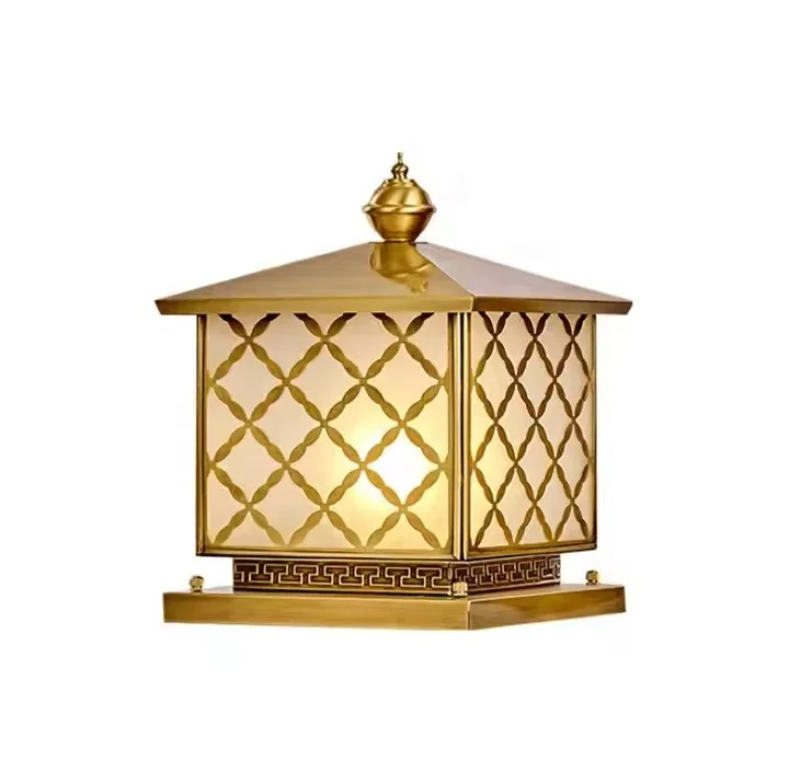 LED lane Pillar Lights, Copper Multi-color Patterned Glass Guardrails, Outdoor Waterproof Pillars, City Gate Pillar Lights