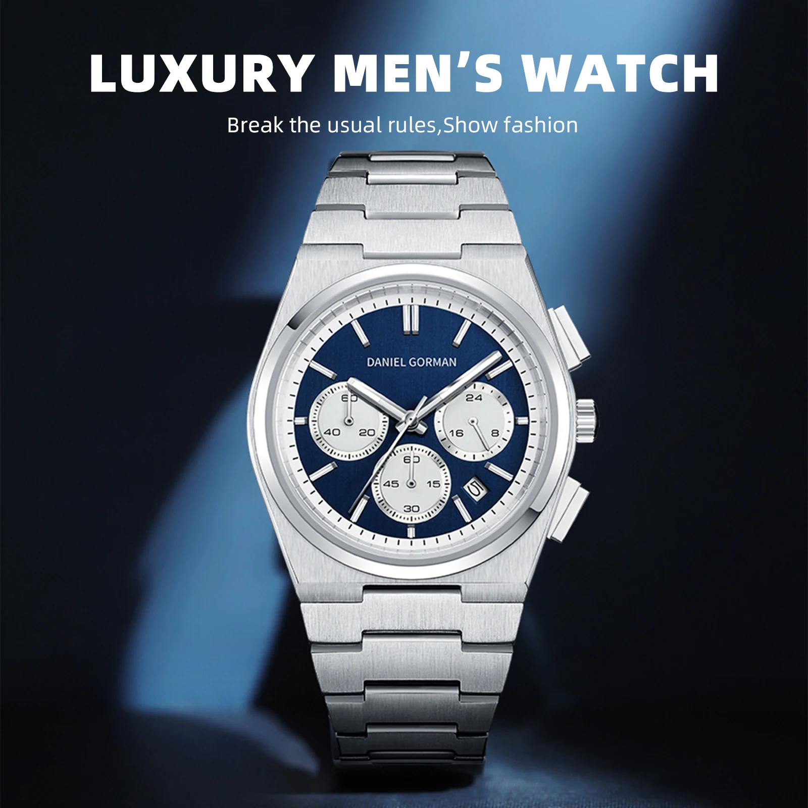 Wholesale Stainless Steel Chronograph Watch 3 eyes 6 hands Multi function Business & Casual Waterproof Quartz Watch DG9004 5ATM