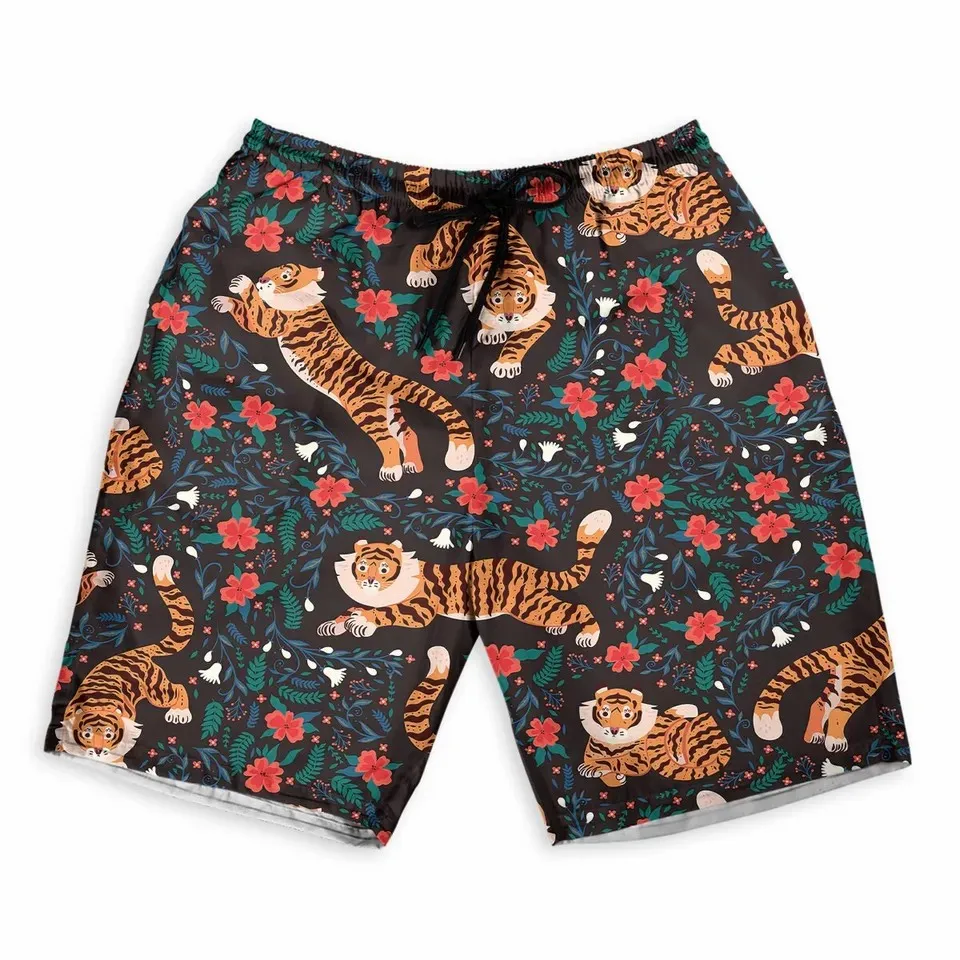 2024 Men's Shorts Summer Shorts Casual Shorts Pocket Drawstring Funny animal Breathable Short Fashion Streetwear beach pants