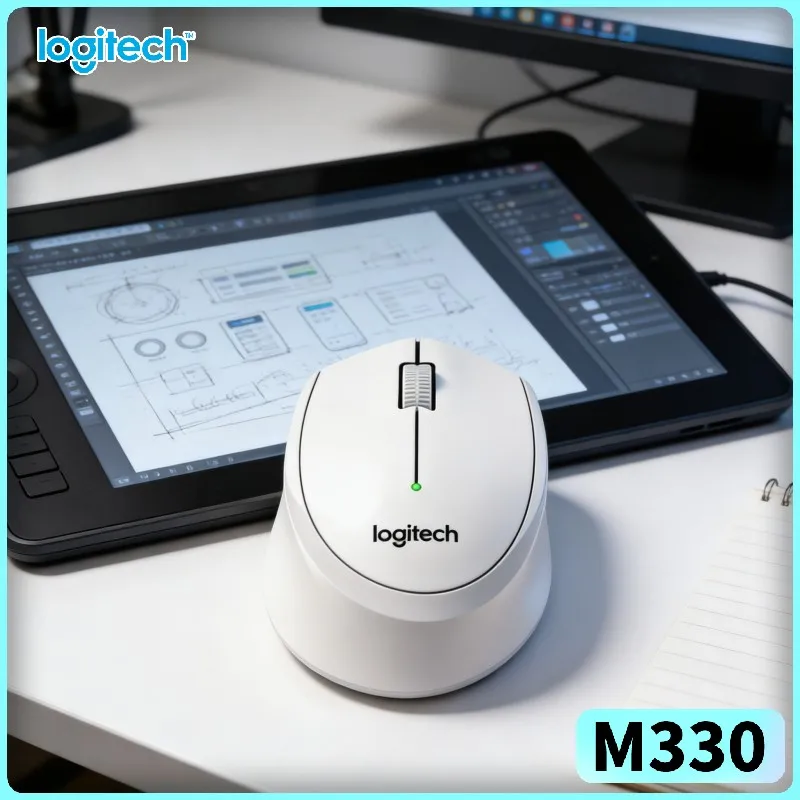 Logitech M330 Silent Wireless Mouse Portable 2.4G USB Nano Receiver Compact Firm for Home Office Laptop PC Mac Desk