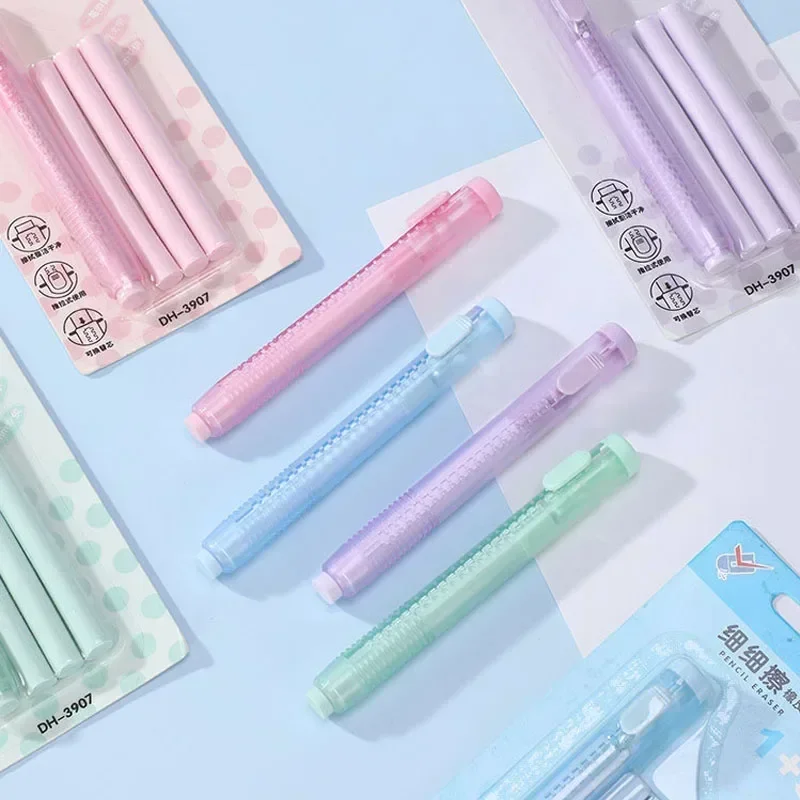 4 pz/set Push-pull Rossetto Gomma con 3 pz Sostituire Nucleo Gomma Da Gomma Creativa Novità Matita Gomma di Cancelleria