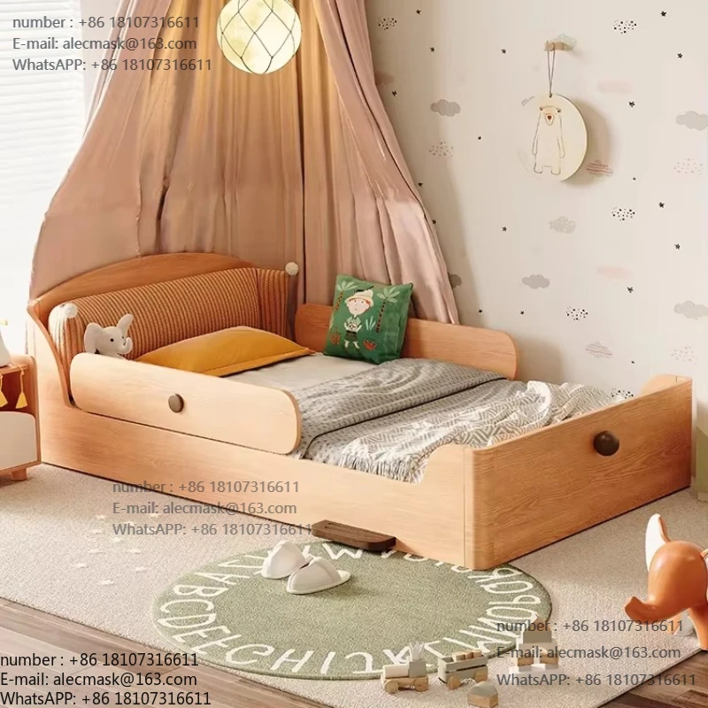 

Solid Wood Children's Bed Assembled Bed Widened Guardrail, Baby and Toddler Bed