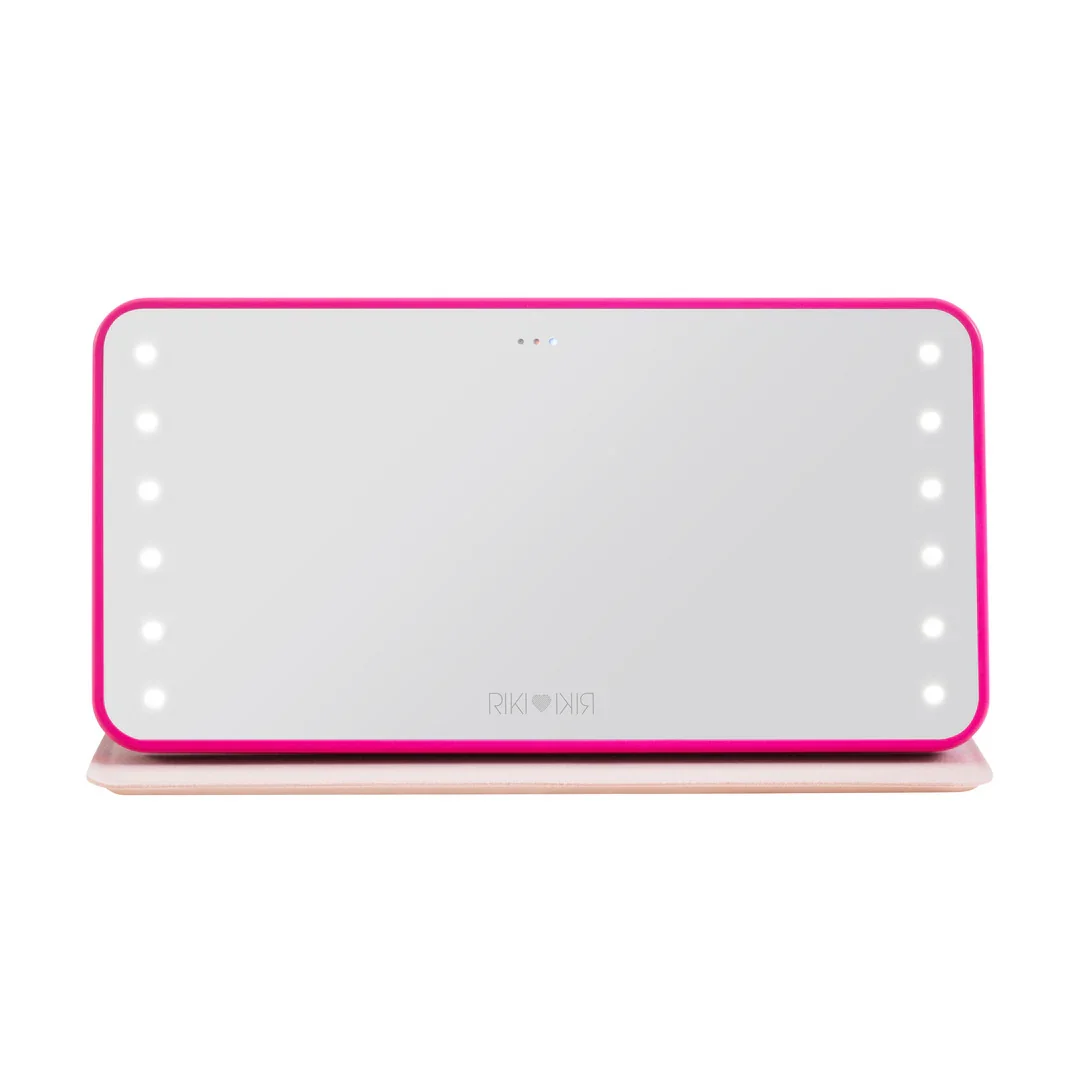 Factory Wholesale RIKI POWERFUL MAKEUP MIRROR & POWER BANK LED-lighted mirror portable and lightweight mirror