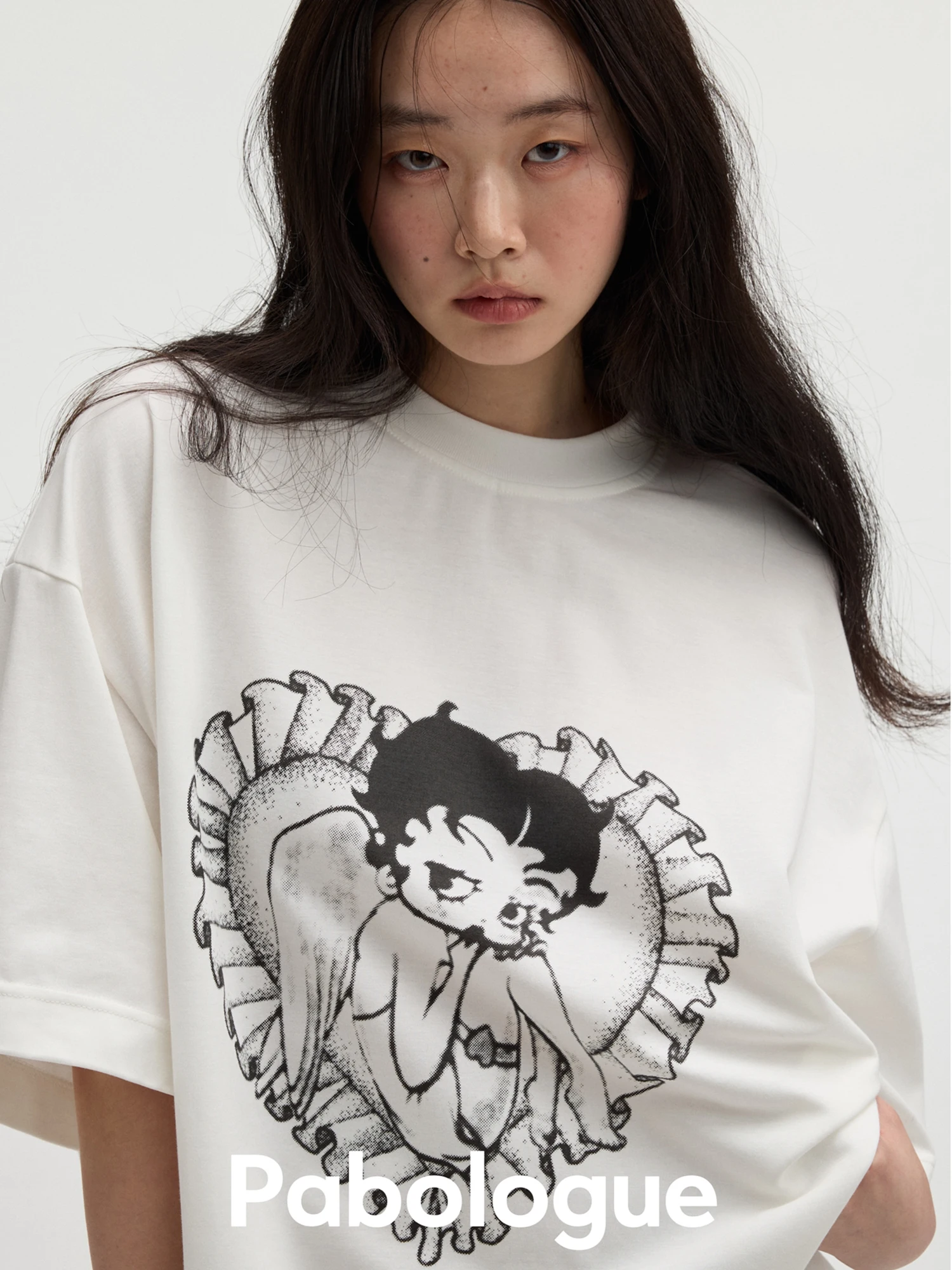 

Футболка Pabo Bet Girl оверсайз с принтом, свободного кроя, из хлопка, летняя, с коротким рукавом, круглым вырезом, с креативным узором