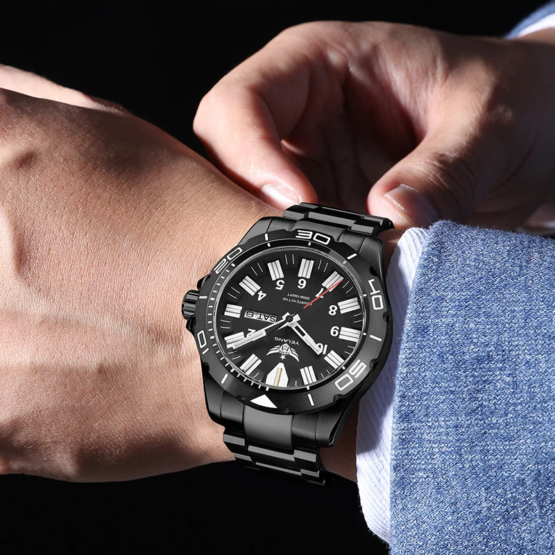 

Yelang's новый дизайн 42 мм 10 лет сверхдальнего действия мужские кварцевые часы 30ATM профессиональные водонепроницаемые швейцарские вечные газовые светящиеся