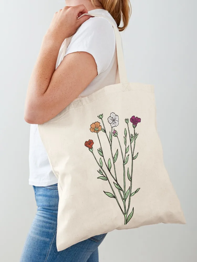 

Subtle Lesbian Pride Flax Sprig Tote Bag tote bags men Women's shopping bag Canvas shoulder bag Women's handbag