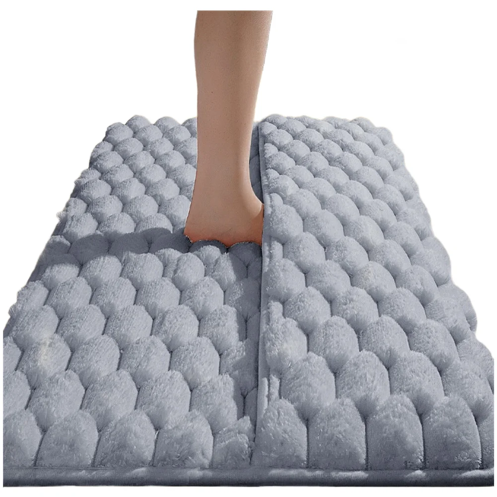 Bathroom Mat 40x60cm Thickened Soft 30mm Padding Quick Dry Non Slip for Shower Floor White Gray Brown Polyester