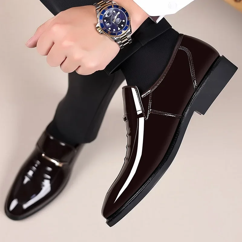 Sizes 38-49 Mens Dress Shoes Formal Business High Gloss Loafers Luxury Wedding Shoes Comfortable Casual Driving Shoes for Men - Image 3