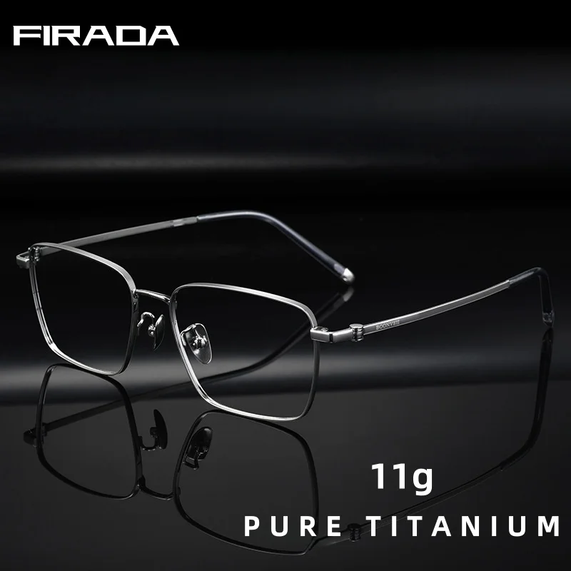 

FIRADA New Fashion Comfort Eyewear Luxury Retro Square Pure Titanium Eyeglasses Prescription Glasses Frame For Men Women BW81062
